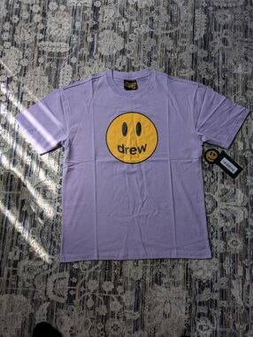 Authentic DREW Lavender Short-Sleeve Tee with Yellow Smiley Logo
